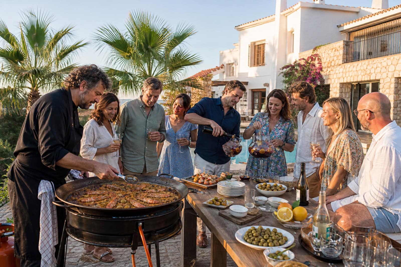 A Spanish paella experience at a private villa